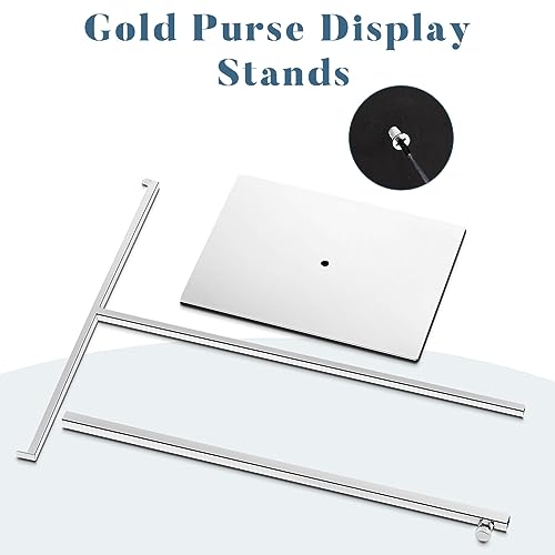 Leinuosen 4 Pcs Tabletop Purse Display Stand Metal T Bar Display - color: Silver