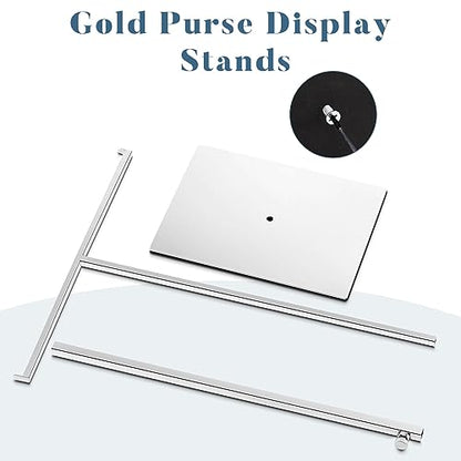 Leinuosen 4 Pcs Tabletop Purse Display Stand Metal T Bar Display - color: Silver