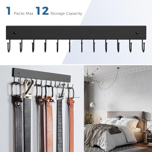 Belt Hanger Wall Mounted, Wooden Belt Organizer - color: Black, size: 1 Pack-Belt