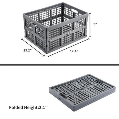 Aebeky 3-Pack Plastic Collapsible Storage Crates-30L,Foldable Plastic Crates for Storage (Gray) - color: Gray