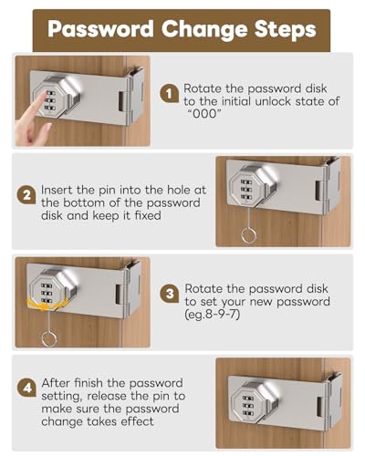 3-Digit Keyless Cabinet Lock with Combination Code - color: Silver