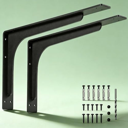 16 inch x 9.5 inch Shelf Support Bracket Heavy Duty, L Shelf Brackets ,max Load 300lbs, , Metal Brackets for Shelves, Counter Bracket ,Corner Brace,Pack of 4. - size: 16" x 9.5" (Supporting Bar)