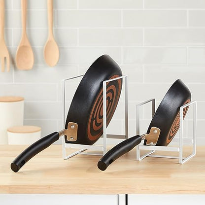 Juvale 3-Piece Plate Organizer - Space-Saving Cabinet Storage & Dish Storage Rack - Plate Stand & Pot Lid Holder - Pack of 3, White, 1 Large & 2 Small - color: white