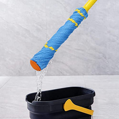 KeFanta Self-Wringing Twist Mop with 1 Extra Refill, 57" Long Handle, Blue - color: Blue (1 Handle & 2 Mop Heads)