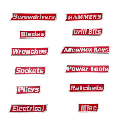 12 Pack Magnetic Tool Box Labels, Toolbox Magnets for Organization - color: Red