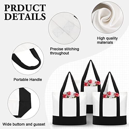 Reginary Large Canvas Tote Bag Bulk - color: Black and White