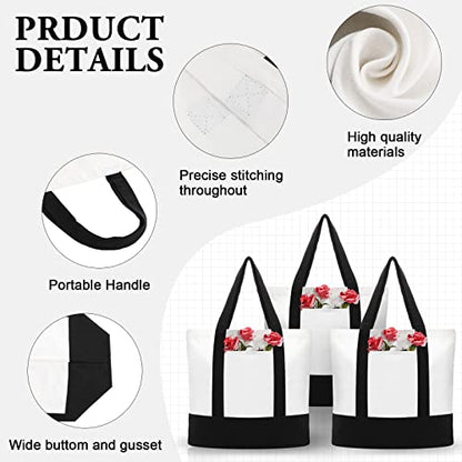 Reginary Large Canvas Tote Bag Bulk - color: Black and White