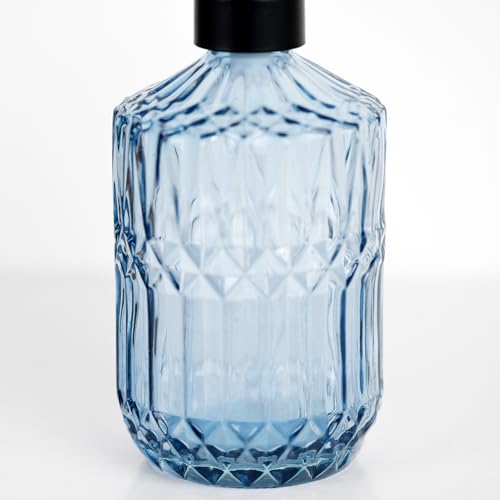 18 oz Blue Thick Glass Soap Dispenser with Black Rustproof Pump - color: Blue