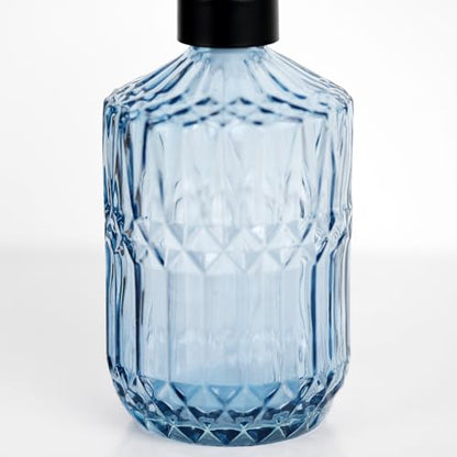 18 oz Blue Thick Glass Soap Dispenser with Black Rustproof Pump - color: Blue