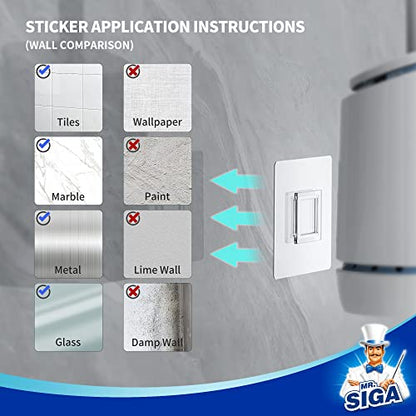 MR.SIGA Toilet Bowl Brush and Holder, Wall Mounted Toilet Brush, White - color: White, size: 4.8"L x 3.1"W x 15.7"H