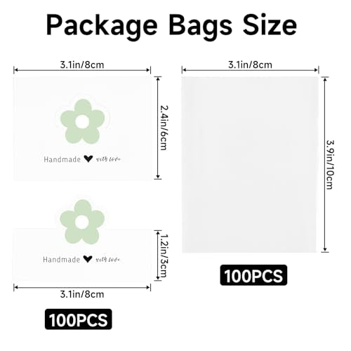 joycraft Jewelry Packaging for Small Business – 100Pcs White Bracelet Display Cards with Clear Bags, Small Handmade Jewelry Display Set for Bracelets, Key Chains, Earring, DIY Craft - color: White with Green