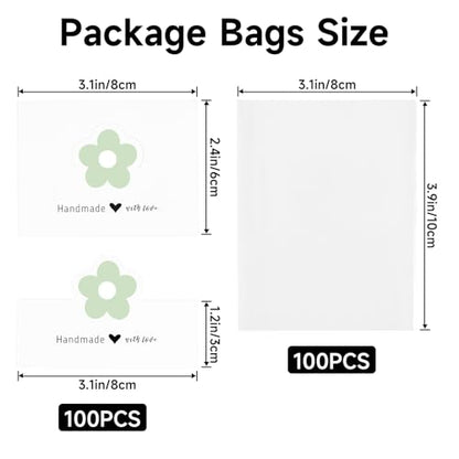joycraft Jewelry Packaging for Small Business – 100Pcs White Bracelet Display Cards with Clear Bags, Small Handmade Jewelry Display Set for Bracelets, Key Chains, Earring, DIY Craft - color: White with Green