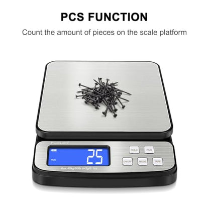 Fuzion Digital Shipping Postal Scale 90lb x 0.1oz, Stainless Steel Platform - color: Stainless Steel