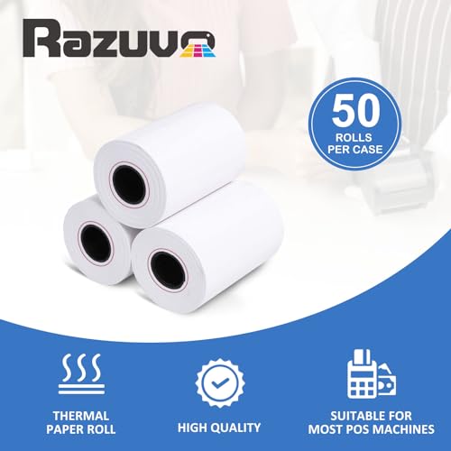 50 Rolls- 2 1/4 X 50 Thermal Receipt Paper Rolls- Fits All Pos Cash Registers, For Clover POS Cash Register Printers-Premium Quality German Paper - size: 50 Rolls- 2 1/4 x 50 thermal paper