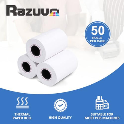 50 Rolls- 2 1/4 X 50 Thermal Receipt Paper Rolls- Fits All Pos Cash Registers, For Clover POS Cash Register Printers-Premium Quality German Paper - size: 50 Rolls- 2 1/4 x 50 thermal paper