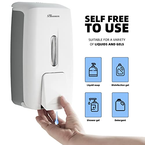 Soap Dispenser Wall Mount Adhesive Commercial Soap Dispenser 800ml No Drill Hand Sanitizer Dispenser for Bathroom Support Liquid and Gel,White-PN9088 - color: White