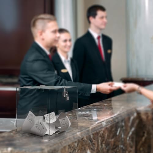 12 Inch Locking Ballot Box Clear Acrylic Square Cube Top Locking See Through Countertop Contests Entry or Collection Bin by Marketing Holders - size: 12"W x 12"H Clear No Header