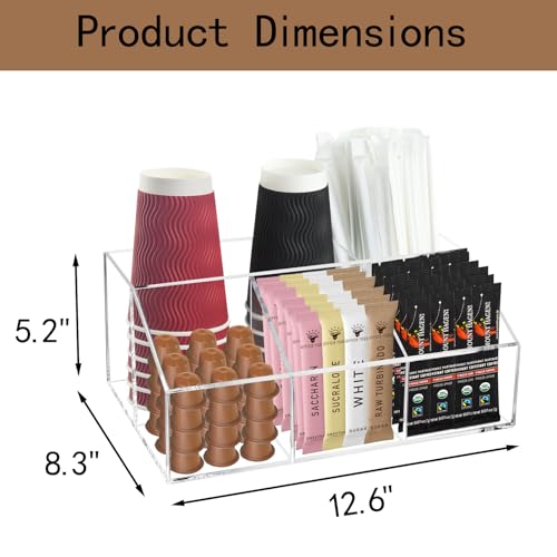 Coffee Tea Station Organizer Sugar Tea Drink Packets Holder for Countertop - color: Clear