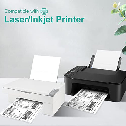 MFLABEL Half Sheet Shipping Labels 2-UP (100 Labels, 8.5"x5.5") - Round Corner Laser/Inkjet Labels for FedEx, UPS, Amazon FBA Strong Adhesion Corrugated Box Labels - size: 8.5" x 5.5" (2-up Round)