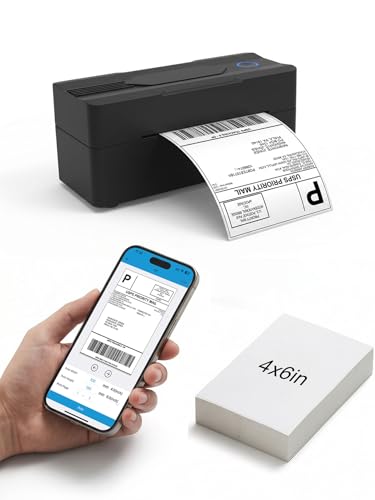 Forc Bluetooth Thermal Shipping Label Printer, 4x6, Black - color: Black