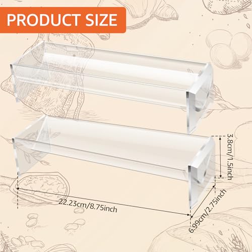 2Pcs Cracker Tray for Serving, Acrylic Biscuit Stand Cracker Server Holder, Rectangular Clear Food Display Holder for Countertop, Home, Wedding Parties and Events