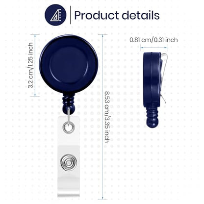 Zonon 100 Pcs Retractable Badge Reel ID Holder with Clip,Dark Blue - color: Dark Blue