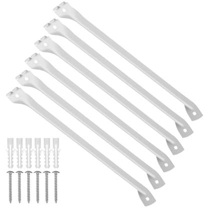 6 Pack Wire Shelf Brackets, Support Brackets for 12 Inch Shelving with Anchors and Screws, Closet Shelving Accessories for Wall Installation White