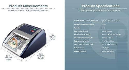 AccuBANKER D450 Counterfeit Bill Detector, 5 Point Detection, 3 Pack - size: 3 Pack