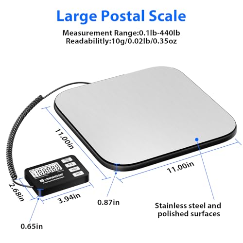 UNIWEIGH Shipping Scale 440lb/0.35oz Accuracy Digital Postal Scale