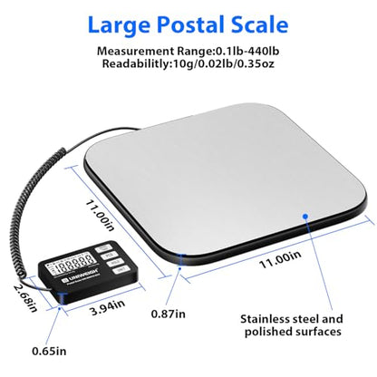 UNIWEIGH Shipping Scale 440lb/0.35oz Accuracy Digital Postal Scale