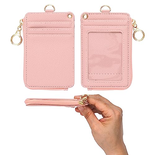 MONDO DESIGNS 2-in-1 ID Badge Holder Lanyard Wallet - Nude Pink - color: Nude Pink