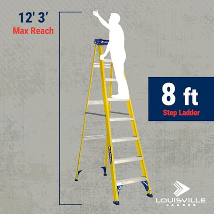 Louisville Ladder 8 ft Fiberglass Step Ladder, FS2008, Type I, 250 lbs - size: 8 feet