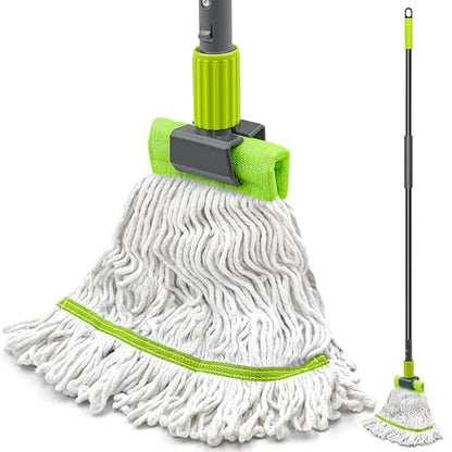 TidyBliss Commercial Mop Heavy Duty with 57.5” Long Handle (Green) - color: Green