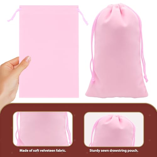 Mandala Crafts 8x17 Pink Velvet Drawstring Bags for Shoe Dusting Bags - color: Pink 8X17 Inches, size: 1 Count (Pack of 10)