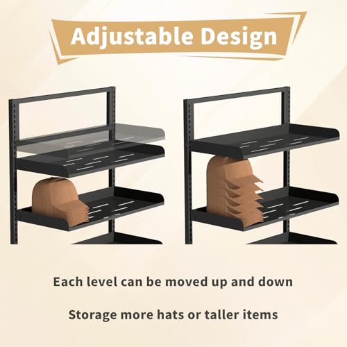 Large Hat Rack Stand With 6 Adjustable Plate Tray for 180 Hats