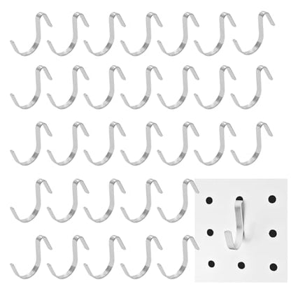 Pegboard J Hooks Silver 40pcs Peg Board Metal Tool Hangers for Garage Craft - style: 40pcs Silver J Hooks