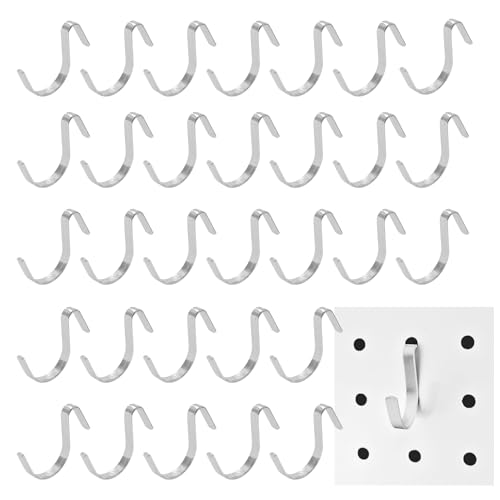 Pegboard J Hooks Silver 40pcs Peg Board Metal Tool Hangers for Garage Craft - style: 40pcs Silver J Hooks