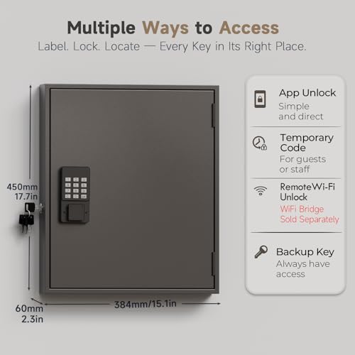 WeHere 90 Key Lock Box Wall Mount, Smart Key Cabinet with Keypad for Office - size: 90-Keys