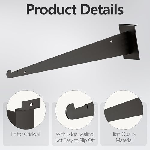 2 Pack Wooden Slatwall Shelves, Slat Wall Shelf Brackets, 23.6" x 11.8" Heavy Duty Slat Wall Shelving with Metal Brackets, Multi-Purpose Organizer Accessories for Home, Garage, Workshop & Retail Store