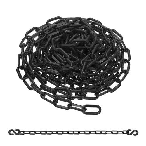 PATIKIL 13Ft Plastic Chain Barrier, Safety Link Chain with 2 S-Hooks for Crowd Control at Driveway Elevator Parking Lot, Black - color: Black