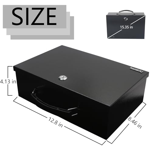 Yuanshikj Fireproof Key Lock Steel Security Safe Box, 0.28 Cu Ft, Black - size: M
