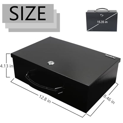 Yuanshikj Fireproof Key Lock Steel Security Safe Box, 0.28 Cu Ft, Black - size: M