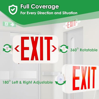 Gruenlich Exit Sign with Emergency Light, Battery Backup, 1 Pack - size: 1-pack