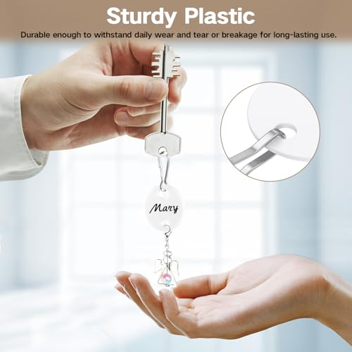 Gute 100Pcs Plastic Key Tags with Metal Hooks,1 Inch Double-Sided Labels