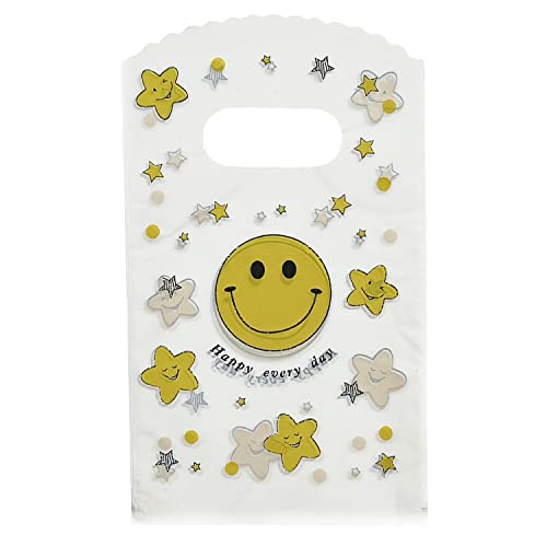 Joyhey 100 Count 3.5" x 5.9" Small Plastic Gift Bags, Smile Face Design - color: Smile Face