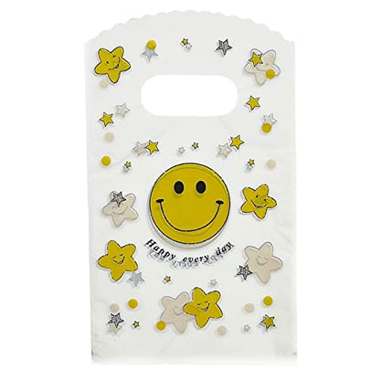 Joyhey 100 Count 3.5" x 5.9" Small Plastic Gift Bags, Smile Face Design - color: Smile Face