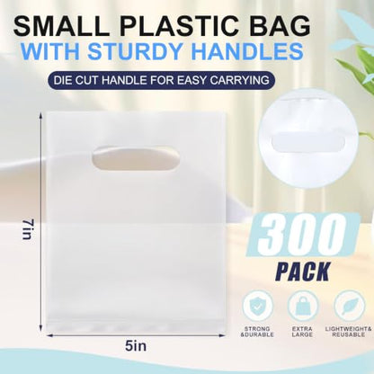 Maitys Clear 300 Pcs Small Plastic Bags with Handles 5x7 for Business - color: Clear