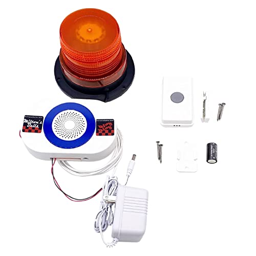 Milton's Bells MB WDCLK Wireless Warehouse Door Chime & Strobe Light Kit, 2500 Ft Range, 12 Chime Tones, Adjustable Volume, Visual & Audible Alerts for Warehouses, Will-Call Counters & Offices