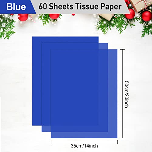 NEBURORA 60 Sheets Blue Tissue Paper Set Gift Wrap Paper(Blue) - color: Blue