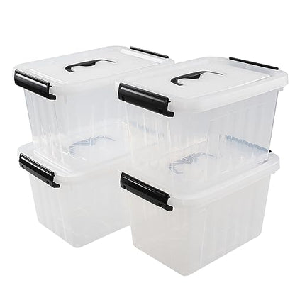 6 Quart Plastci Storage Box, Clear Storage Bins Totes Containers Set of 4 - size: 6 Quart